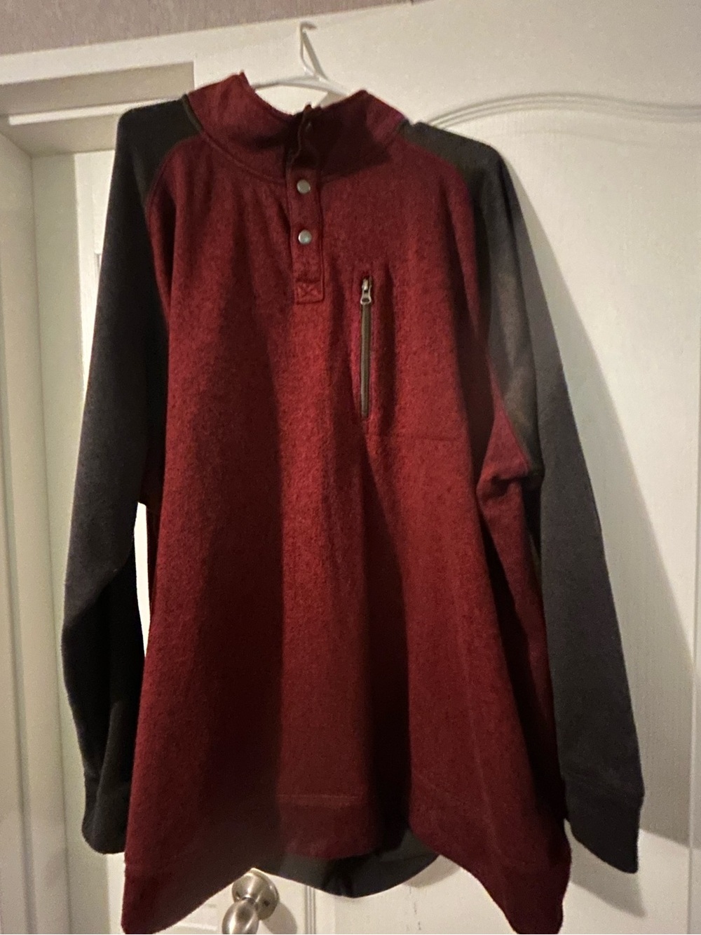 Mens Sonoma Burgundy and Charcoal Two-Tone Pullover